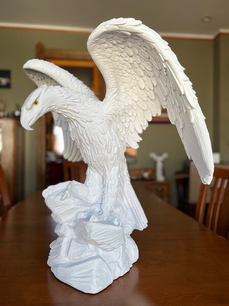 Alabaster Bald American Eagles marble white sculpture solid architectural